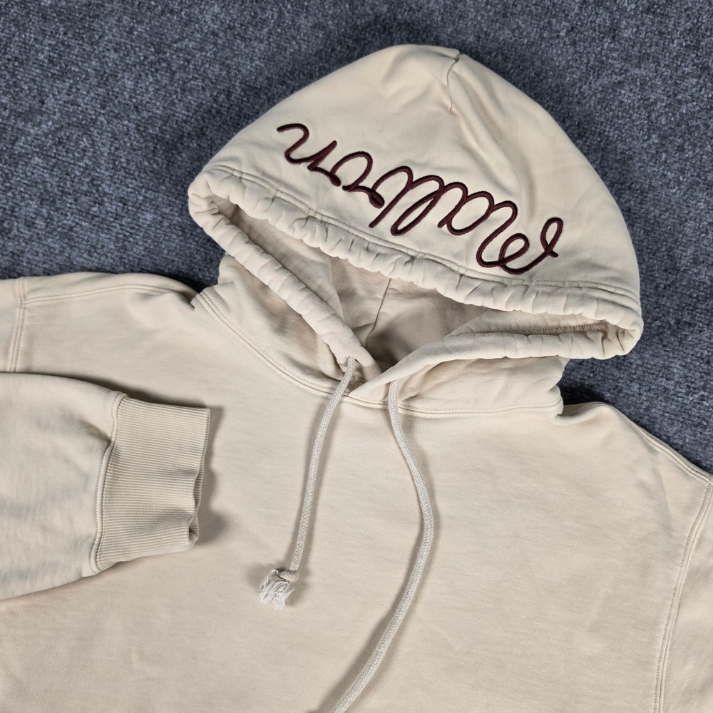 Malbon Golf Hoodie Mens M Beige Script Logo Embroidered French Terry Pullover